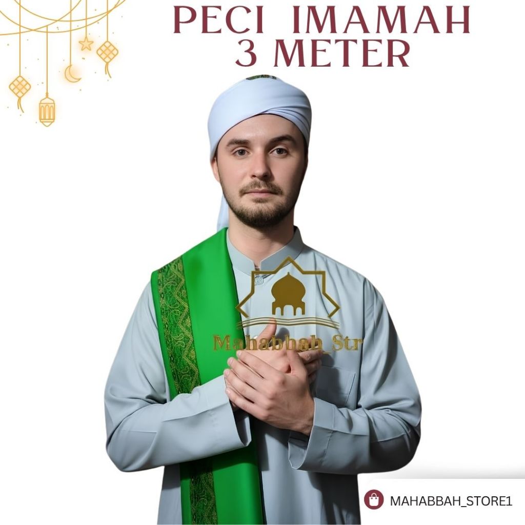 Peci Imamah Instan Permanen Sorban Imamah 3 Meter Peci Habib 3 Varian Warna