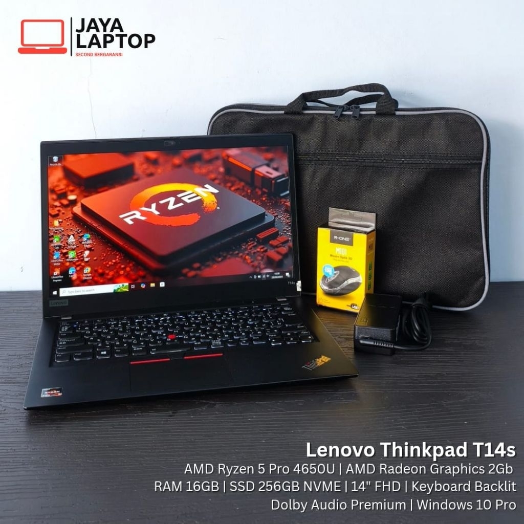 Lenovo Thinkpad T14s Ryzen 5 Pro 4650U RAM 16GB SSD 256GB 14 inch FHD Laptop Second Bekas Murah