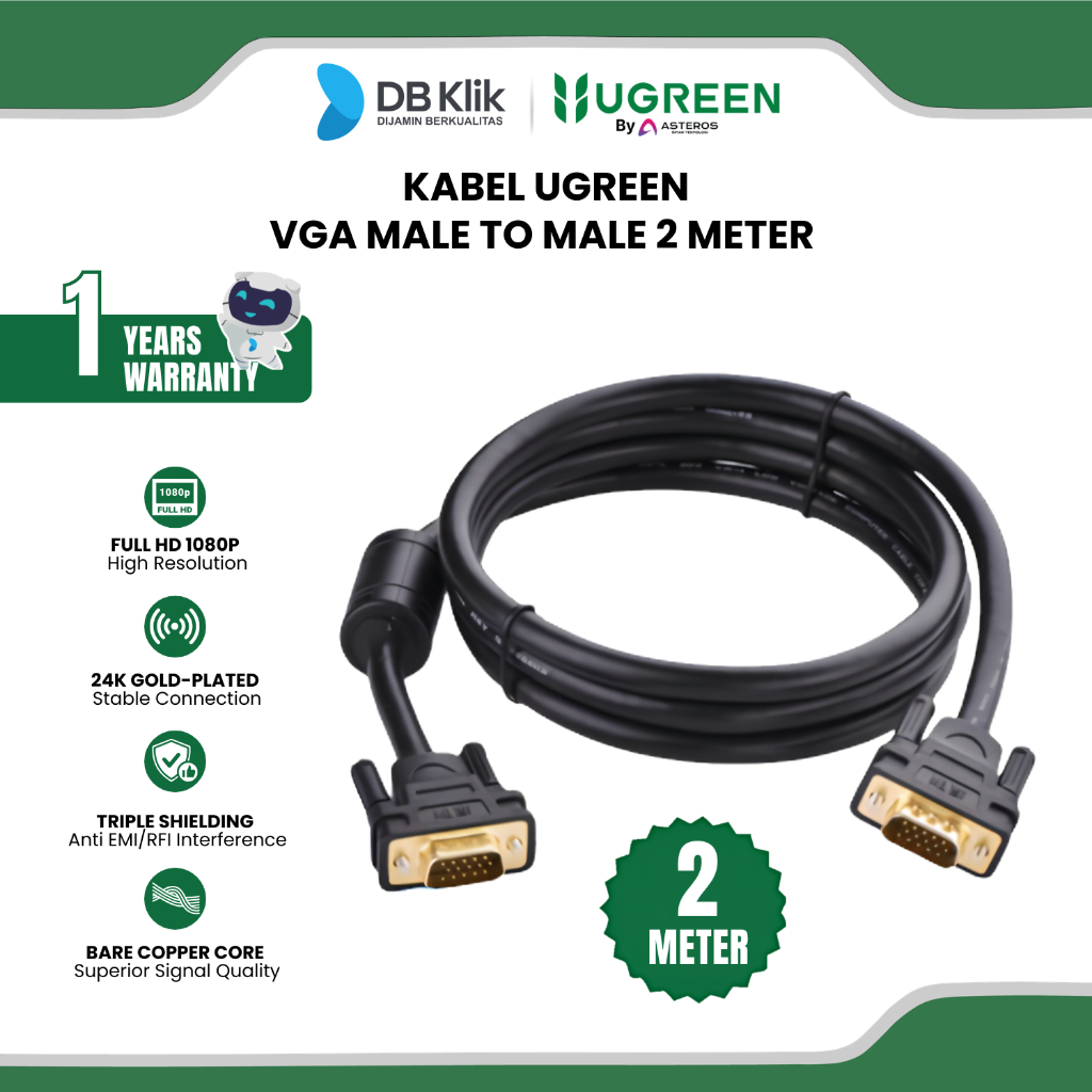 Ugreen Kabel 11646 Vga Male To Male 2Meter - Kabel Vga 11646