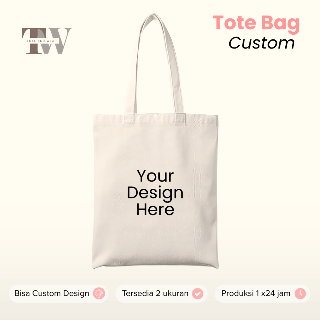 Tote bag Kanvas Motif CUSTOM / Tote Bag Kanvas Murah Premium Unisex/ Goodiebag / Souvenir