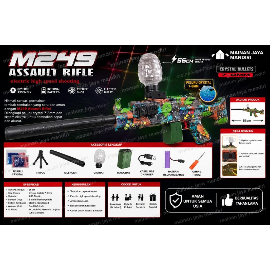 mainan tembakan bubble jelly gun toys mainan M249 water gun