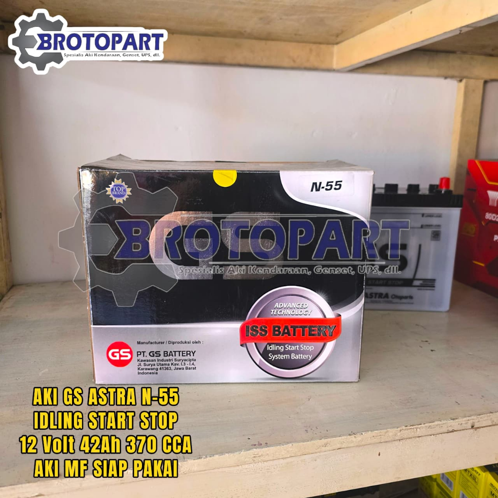 AKI MOBIL GS ASTRA N-55 ISS N55 IDLING START STOP SYSTEM BATTERY 42AH ORIGINAL ASTRA OTOPARTS