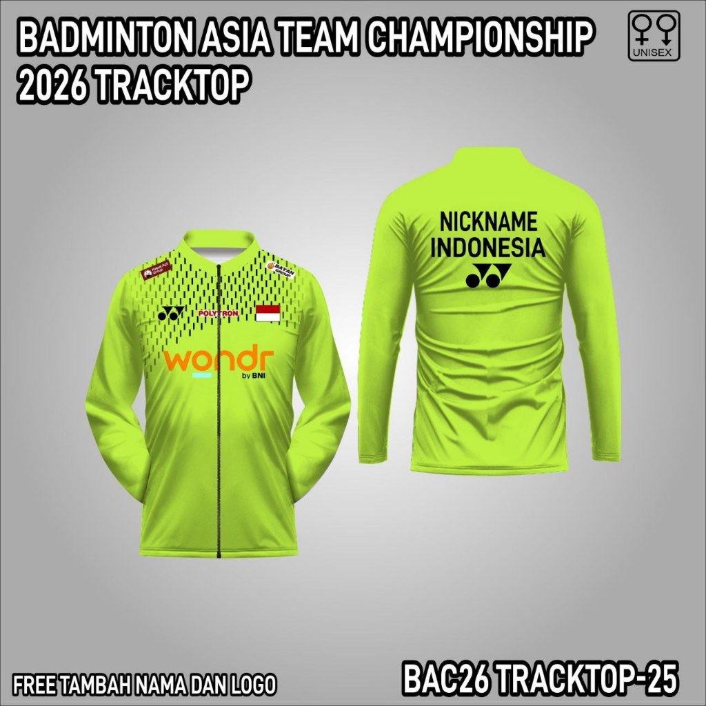 Jersey jaket tracktop badminton asia champion 026 free custom
