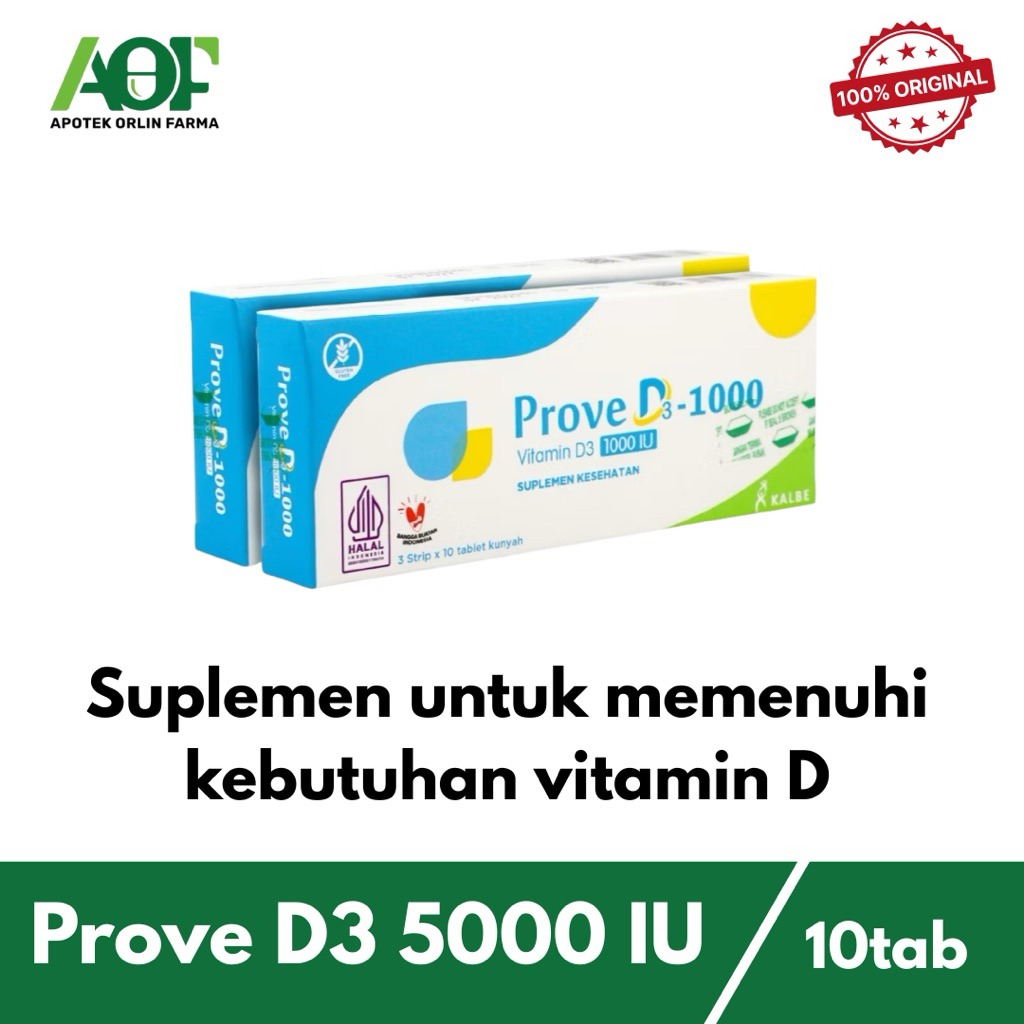 Prove D3 5000 IU vitamin D3 1 Strip isi 10 Tablet untuk Menjaga kesehatan tulang