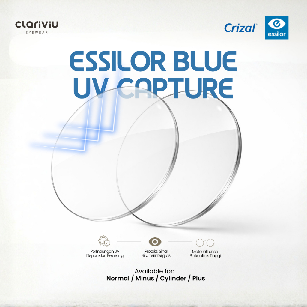 ESSILOR CRIZAL BLUE UV CAPTURE  Lensa Essilor Anti Sinar Biru dengan Crizal