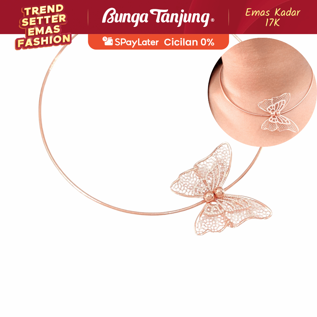 KALUNG CHOKER KUPU - EMAS 17K - BUNGA TANJUNG GOLD