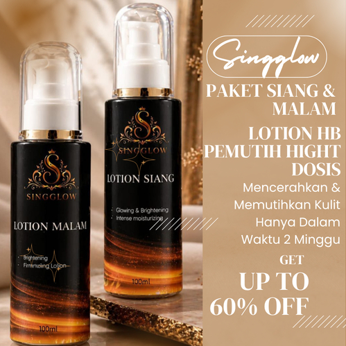 [PROMO 2 PCS] Paket Siang & Malam Singglow Body Lotion/Hb Pemutih Dosis Tinggi  Ampuh Untuk Memutihk