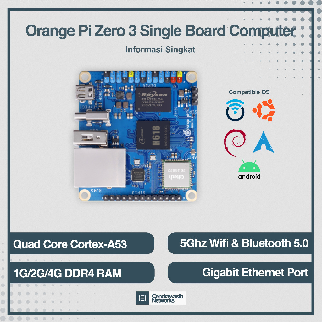 Orange Pi Zero 3 | OrangePi Zero 3 | Opiz 3 | Orange Pi Zero 3 SBC | Single Board Computer | Alterna
