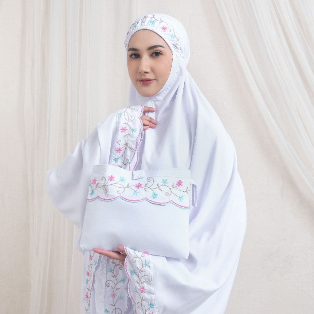 hasnashop - mukena dewasa model siti khodijah katun premium full bordir terbaru 2025