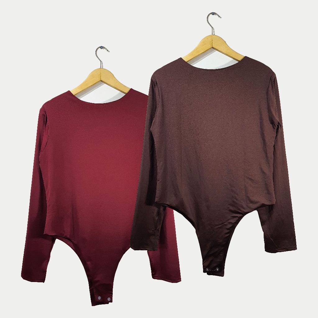 [NEW] LOLABAE April Bodysuit Long Sleeve | Warna Merah Cokelat Size XXL / Jumbo