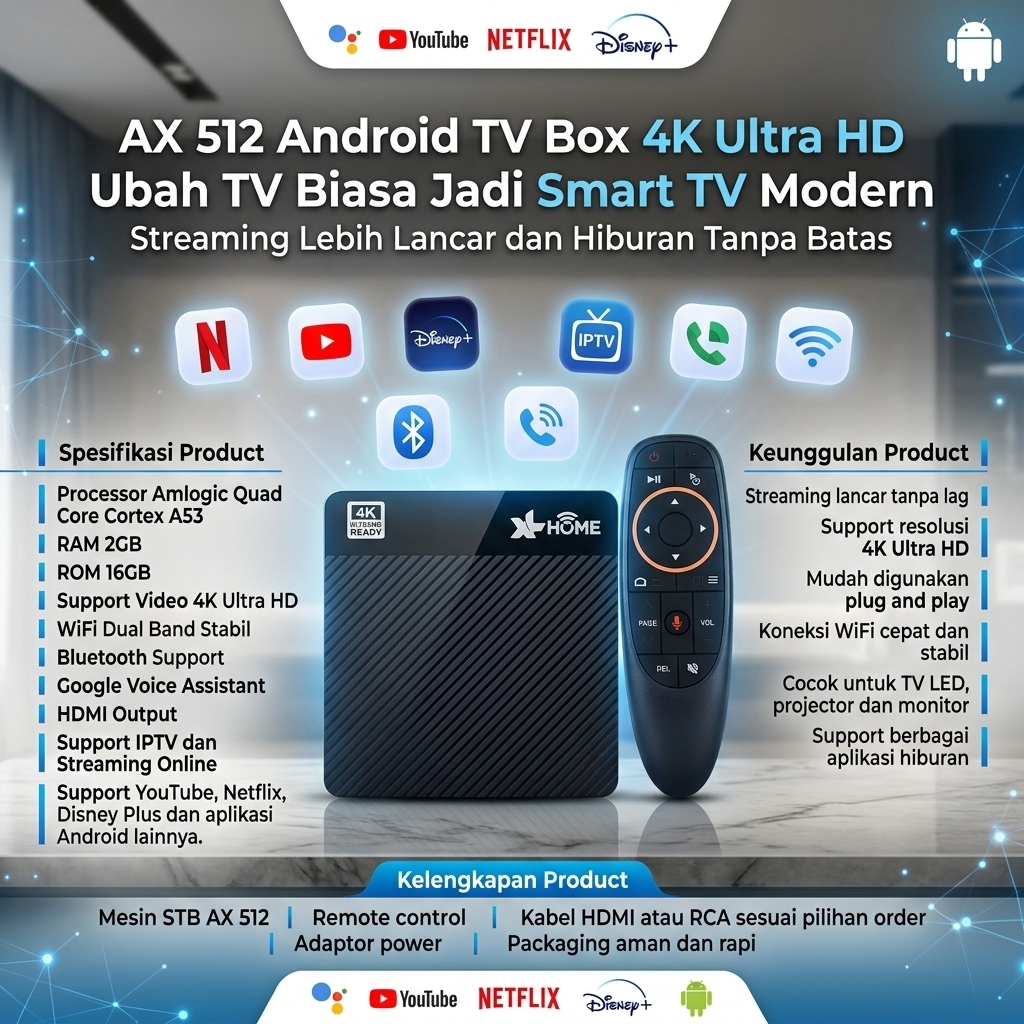 STB Android tv box ax512 4k ultra hd