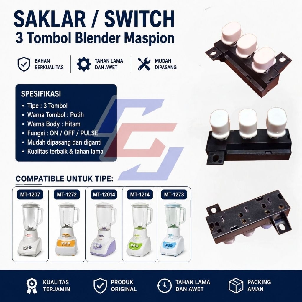 SAKLAR BLENDER MASPION / TOMBOL SWITCH BLENDER MASPION 3 TOMBOL KWALITAS ORI