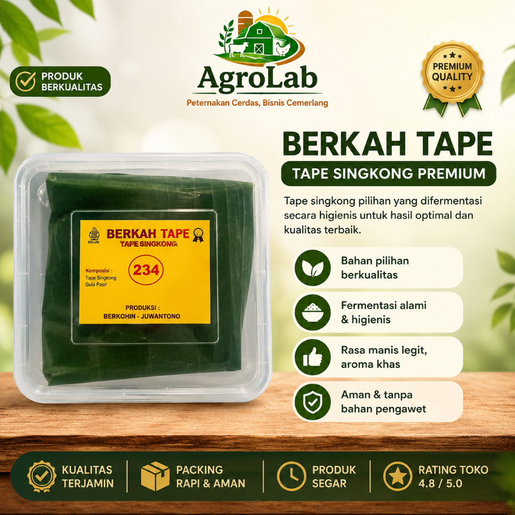 Tape Singkong Manis 1 Kg — Fermentasi Tradisional, Premium, Fresh, Halal, Cocok untuk Cemilan & Olah