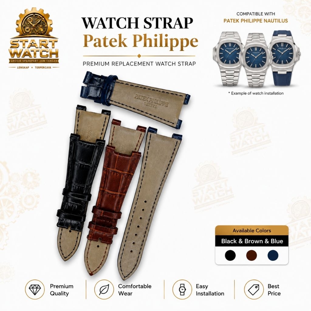 Starp Tali Jam Kulit Silikon Patek Philippe Nautilus Geneve - Leather Strap PATEK PHILIPE Silicon