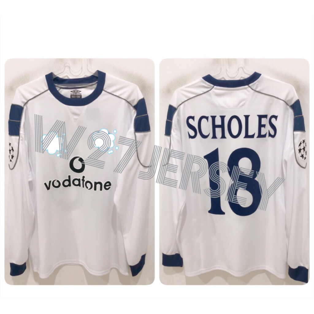 JERSEY RETRO - IVU AWAY LONGSLEEVE 2000-2001 name player Scholes + Patch UCL