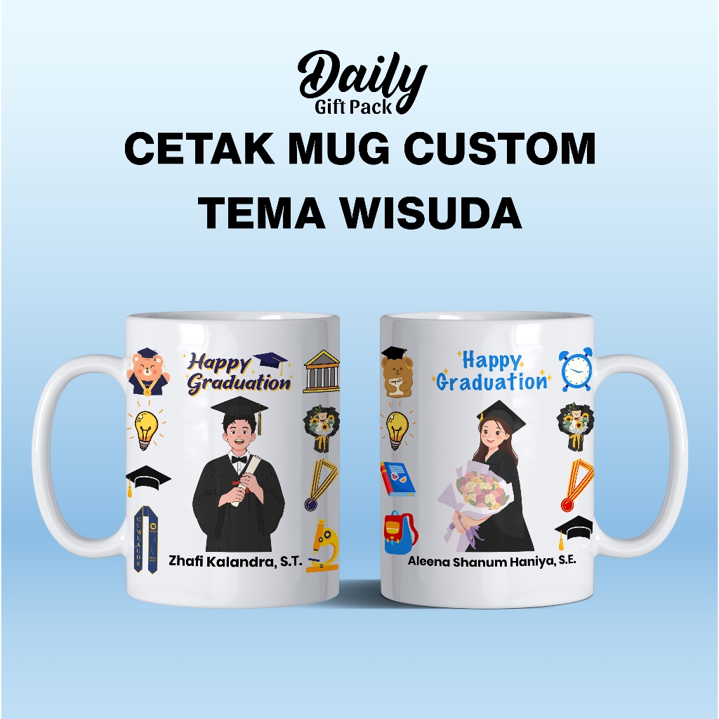 Mug Gelas Custom Wisuda | Kado Wisuda | Mug Kado Souvenir Wisuda | Hadiah