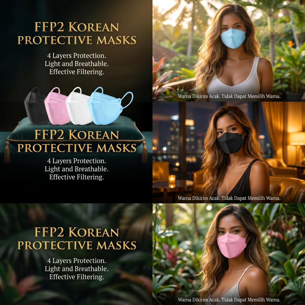 10 PCS Masker KF94 Dewasa Warna 4ply Layer Disposable Adult Earloop Korea Protective 3D Face Mask