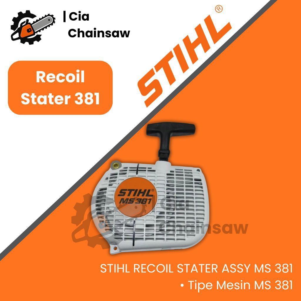 Recoil Stater Assy Chainsaw STIHL MS 381.Recoil Stater Senso MS381 Komplit Tinggal Pasang.