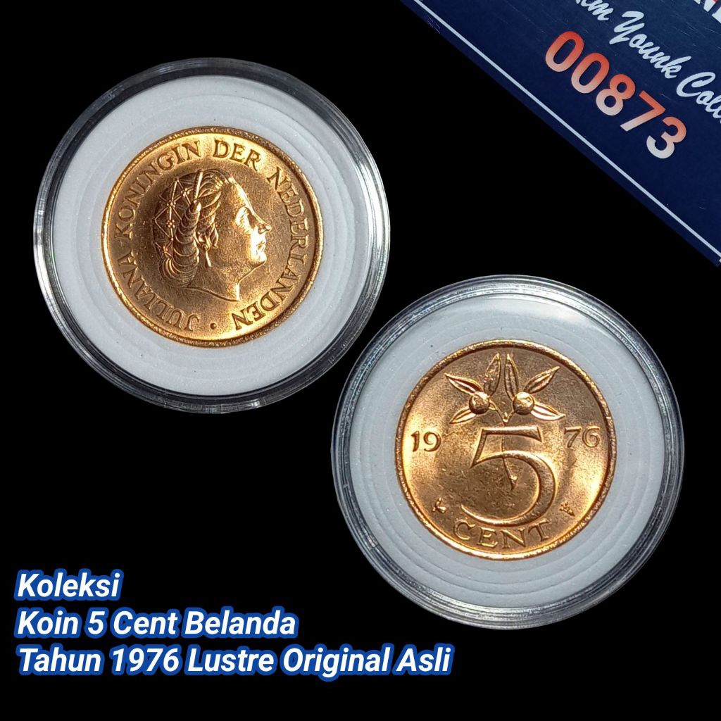UKA076Coin 5 Cent (BELANDA) Ratu Juliana Thn 1976 Detail Bagus Masih Kilau Lustre Sesuai Difoto