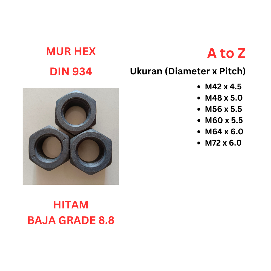 Mur Hex Baja 8.8 - M42 / 48 / 56 / 60 / 64 / 72