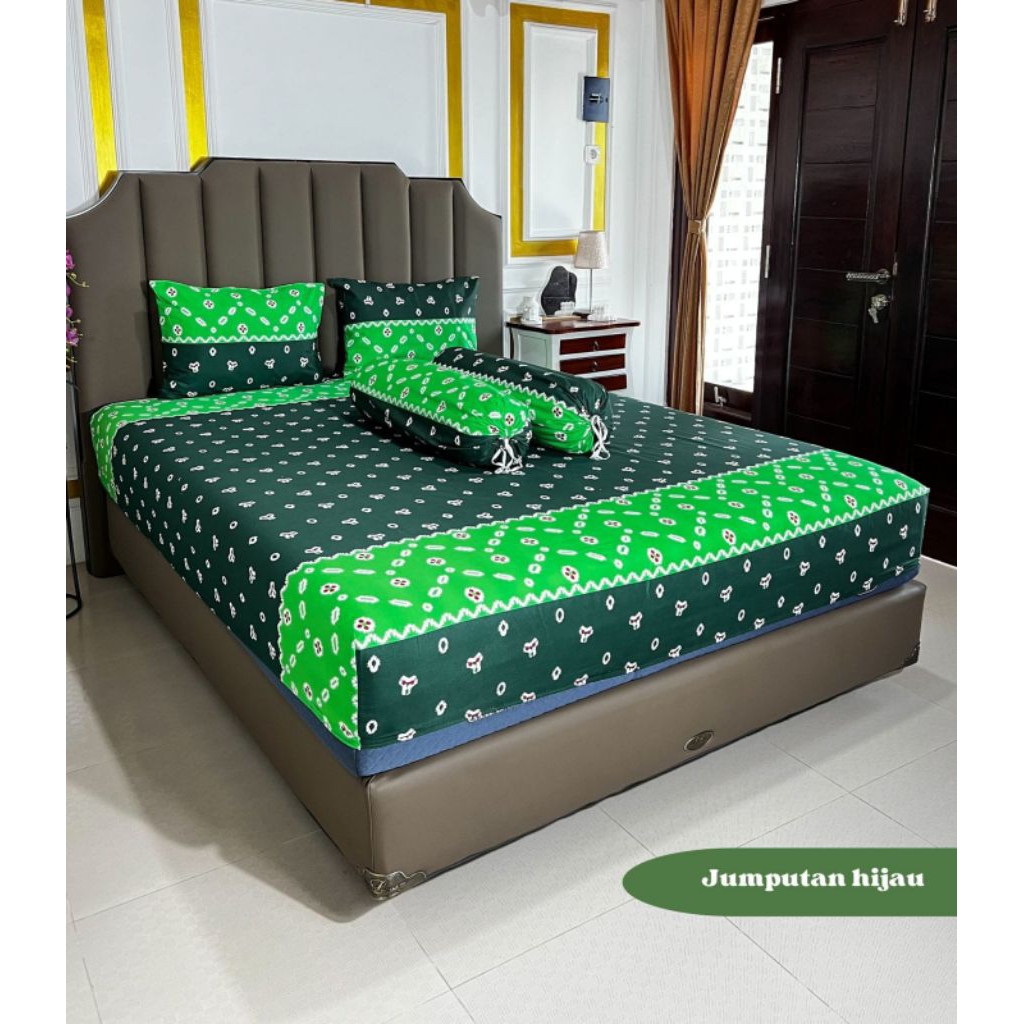 Sprei motif batik jumputan tinggi 40cm ukuran 180x200 200x200 anti geser