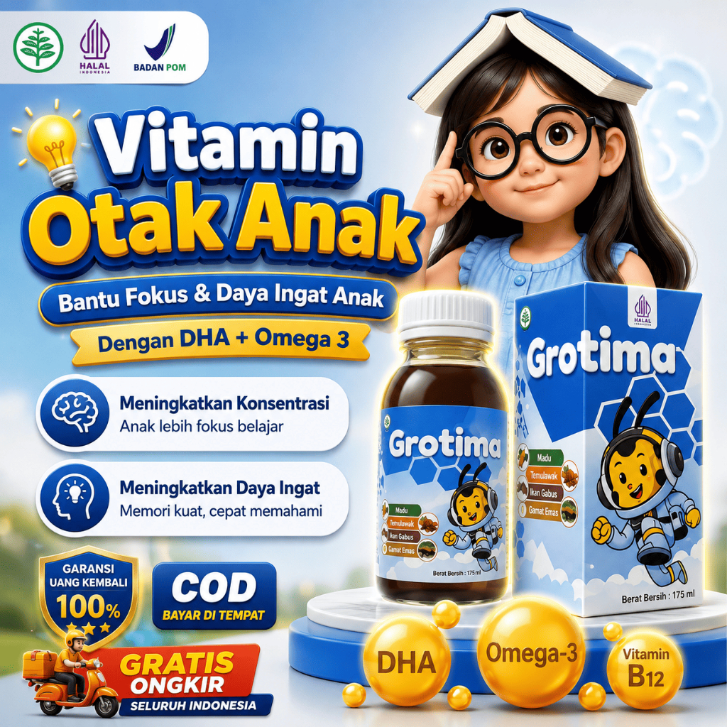 Vitamin otak anak cerdas daya ingat / Vitamin anak untuk kecerdasan otak / Grotima Vitamin otak anak