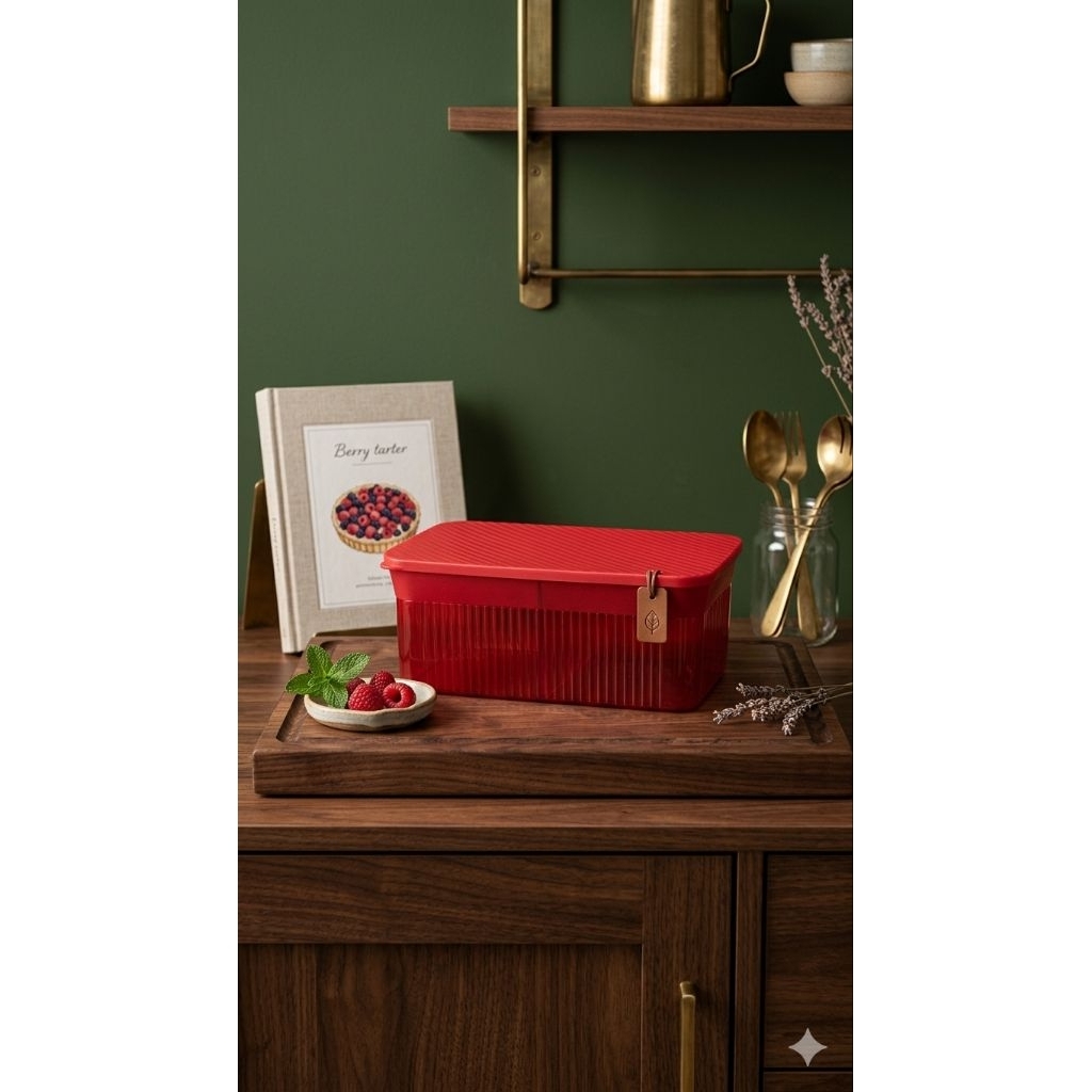 Tupperware Snack It Canister – Tutup Merah 1.75L - toples snack kristal tupperware new @S