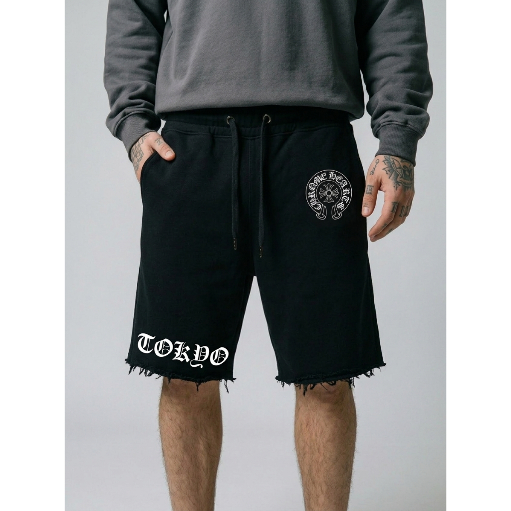Chrome Hearts - BoardShort Sweat Pants Celana Pendek Pria Bahan Baby Terry Streetwear - Relaxed Fit 