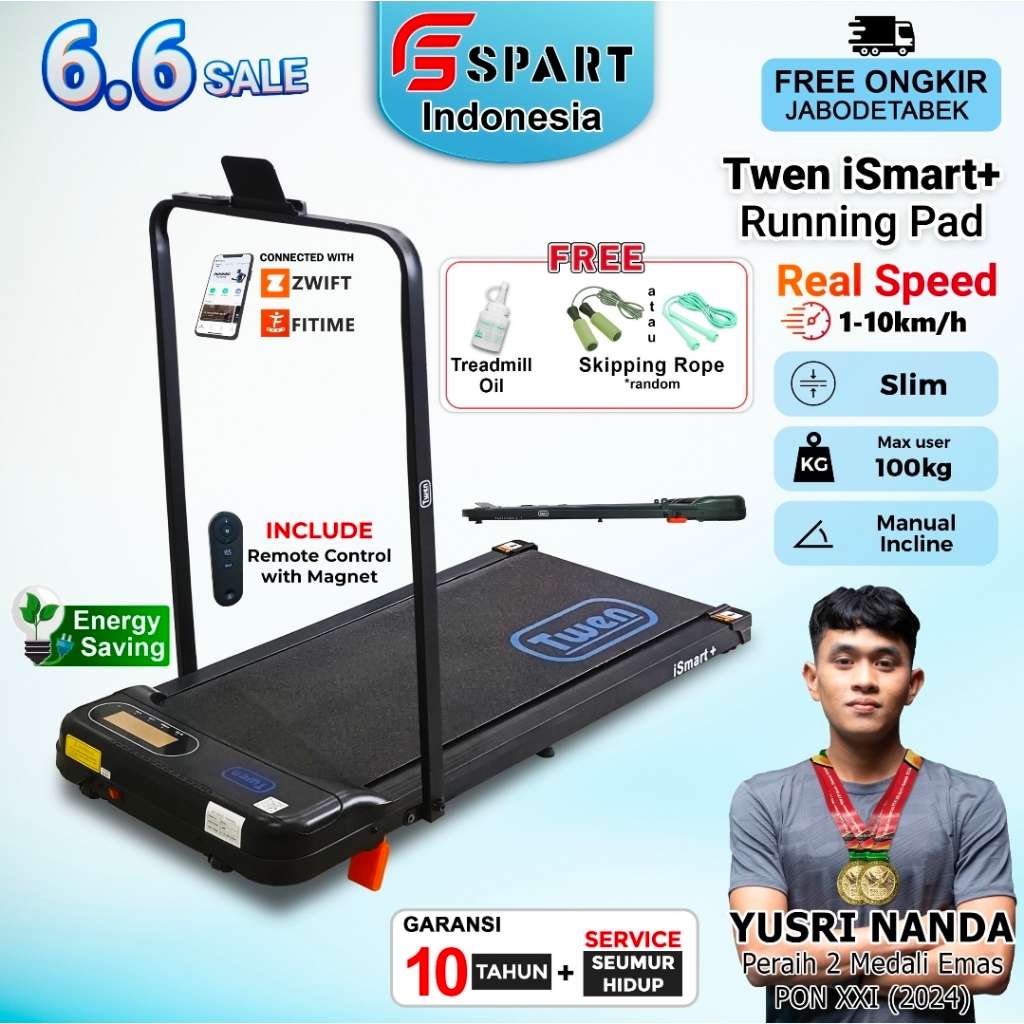 TWEN ISmart Plus ISmart+ Treadmill Listrik Treadmill Portable Treadmill Walking Pad Treadmill