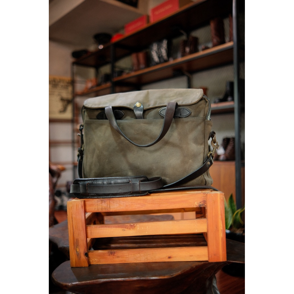Filson Briefcase Rugged Twill Otter Green Original Made In USA