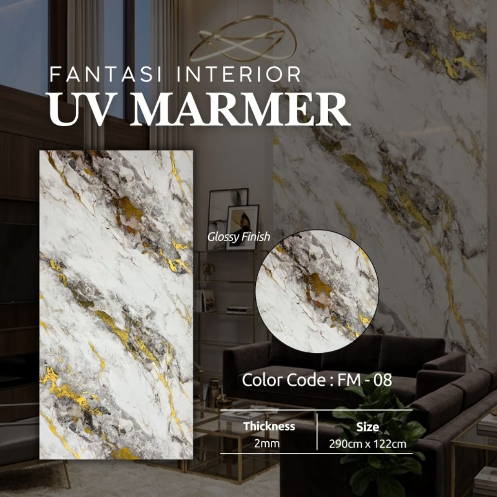 Marmer Panel PVC Dinding 290cm x 122cm / UV Marmer Granit Lembaran / PVC Marmer High Quality Interio