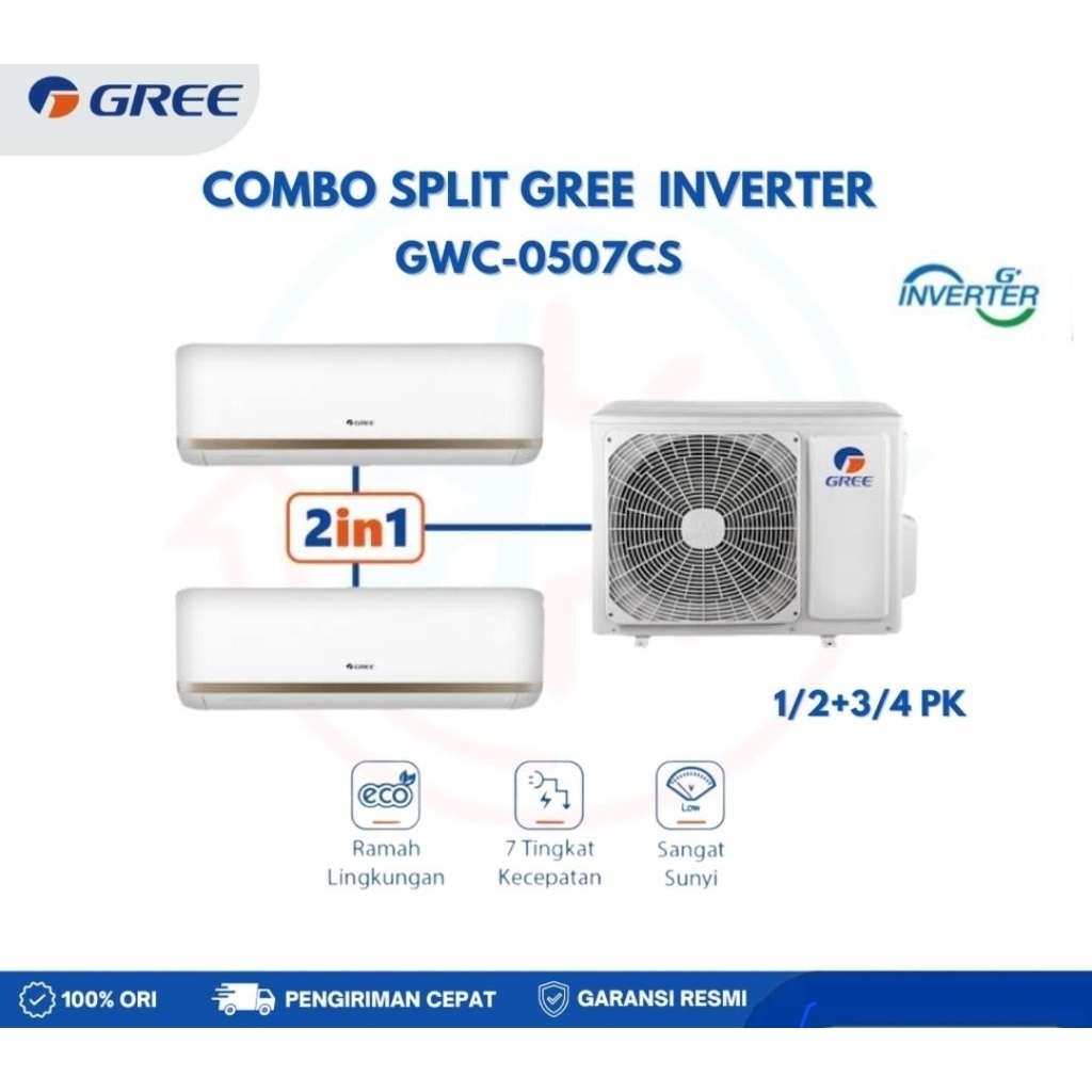 AC COMBO SPLIT GREE INVERTER 2IN1 0,5PK&0,75PK GWC0507CS(S)