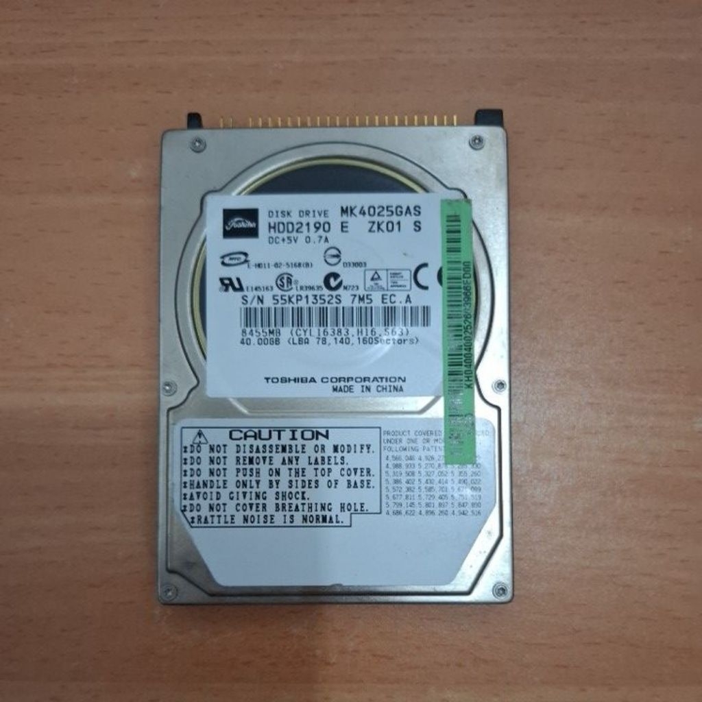 Hardisk Laptop  Jadul Toshiba 40GB