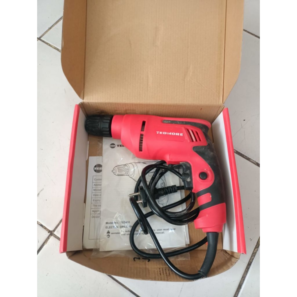 Preloved Mesin Bor Tedmore 10mm - 2 Arah, Kecepatan Dapat Diatur, Mudah Digunakan