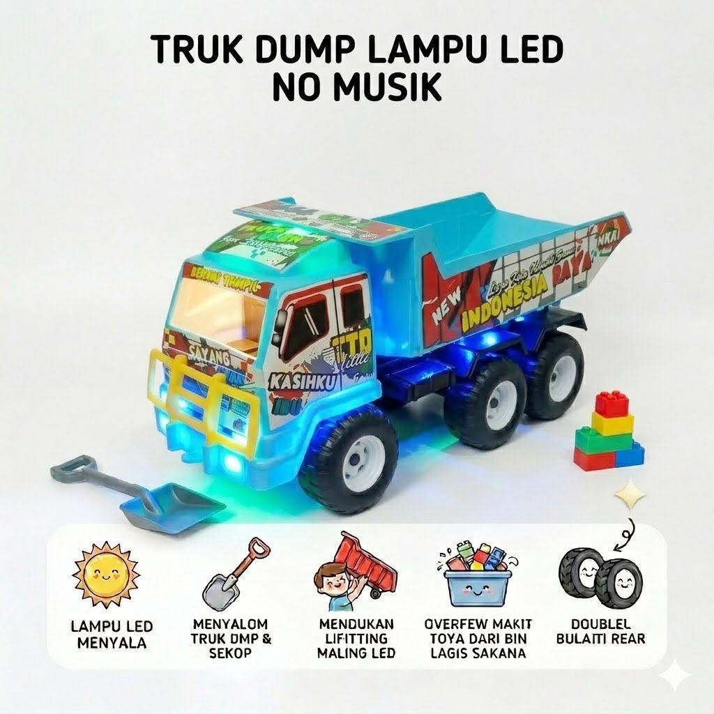 Truk Oleng dilengkapi lampu led no musik mobil mobilan truk plastik ttd NEW