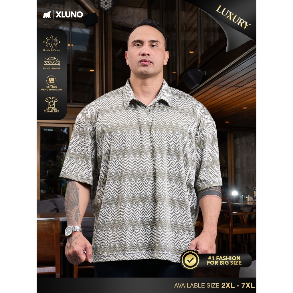 XLUNO Parker Polo Shirt Army Baju Polo Knit Pria Jumbo Big Size Lengan Pendek