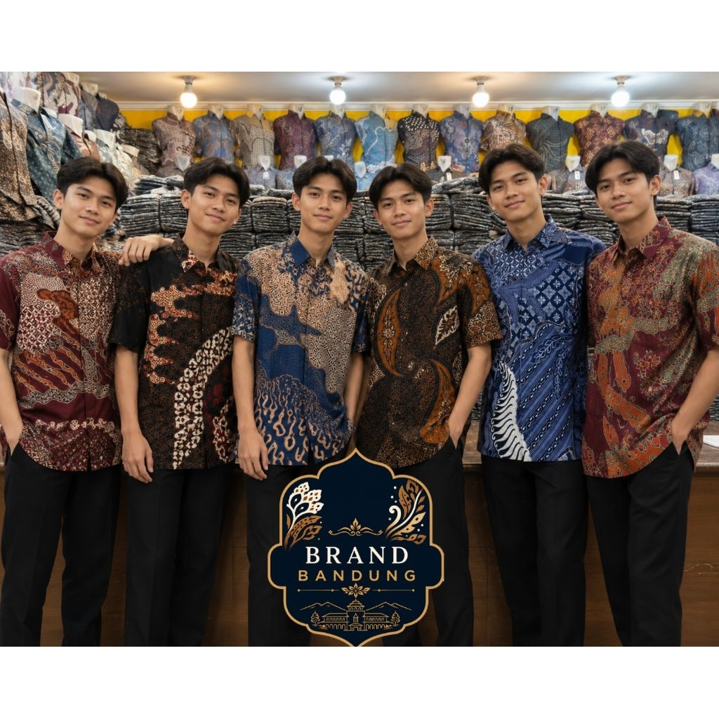 Brand Bandung Batik lengan pendek Kemeja Batik Baju Batik