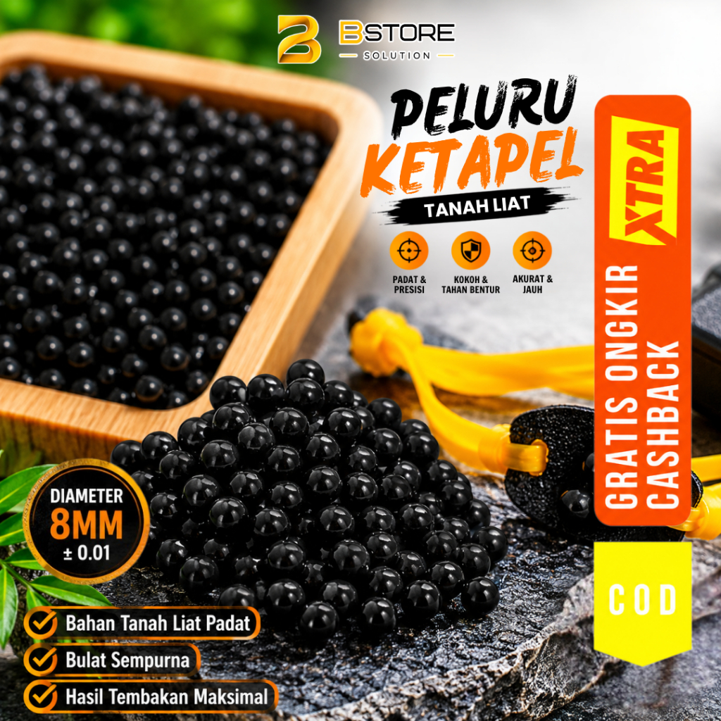 [BSTORE] Peluru Ketapel Tanah Liat 100 Butir 8mm Super Kuat Tahan Lama