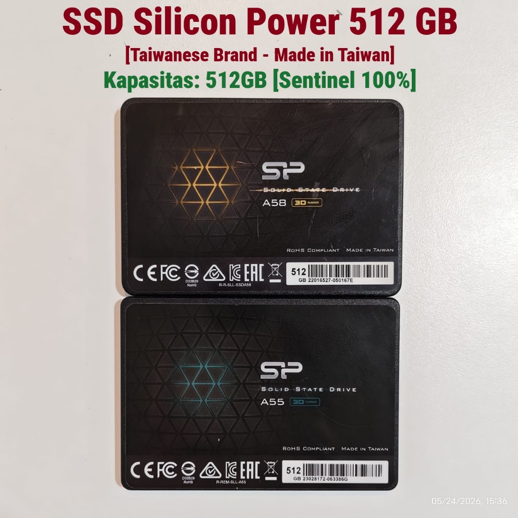 SSD Silicon Power 512 GB Sentinel 100% 512GB Second Bekas SATA SP Murah 500 SSD Bekas Second Seken C