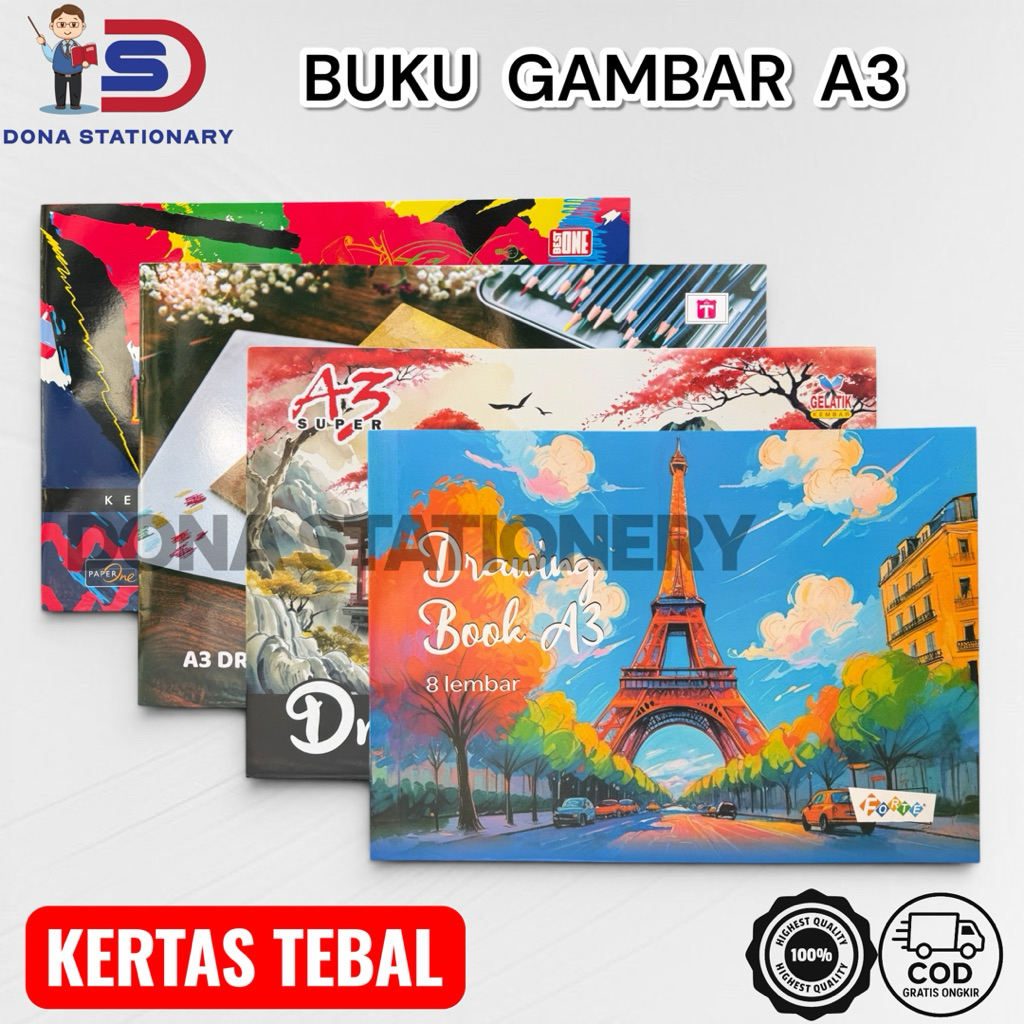Buku Gambar FORTE A3 / Buku Gambar TIARA A3 / Buku Gambar A3 Tebal