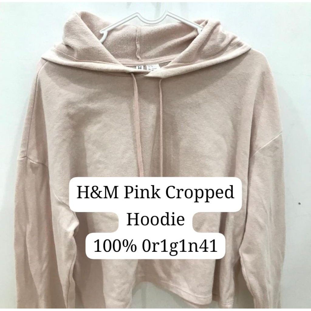 Pink Cropped Hoodie Jaket Thrift Crew neck Sweater Murah Atasan Wanita Cewe Perempuan Branded