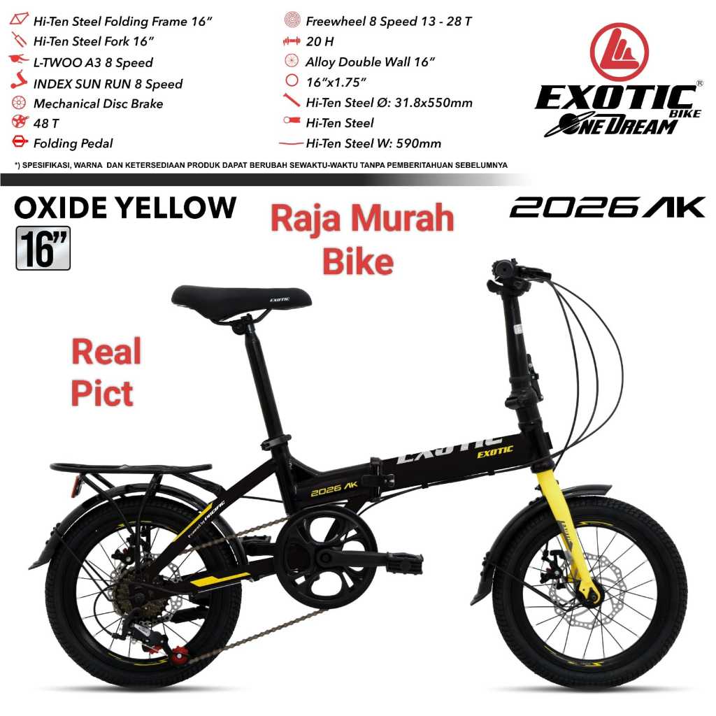 Sepeda Lipat Exotic 2026 AK 16 Inch 8 Speed Folding Sepeda Lipat 16 Inch Exotic 2026 AK