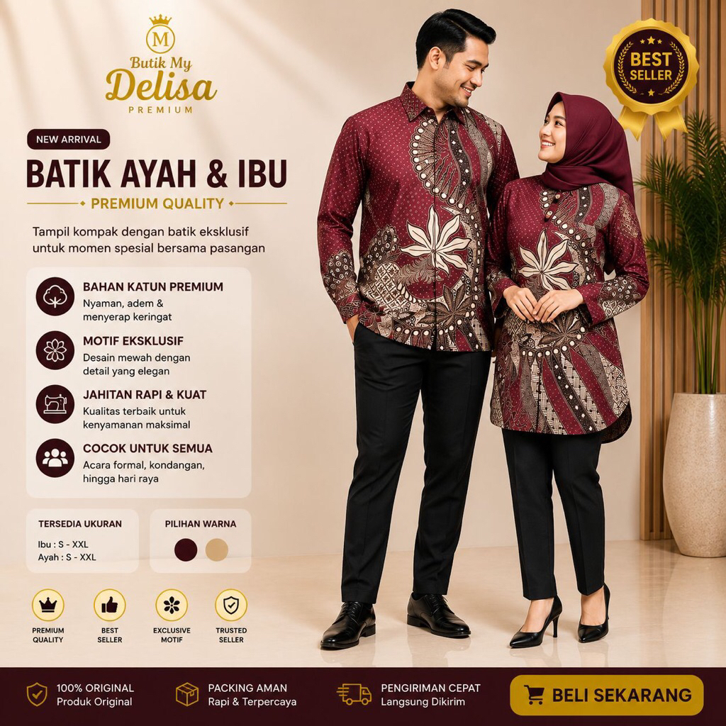 Baju Batik Couple Seragaman Ayah Dan Ibu / Batik Guru