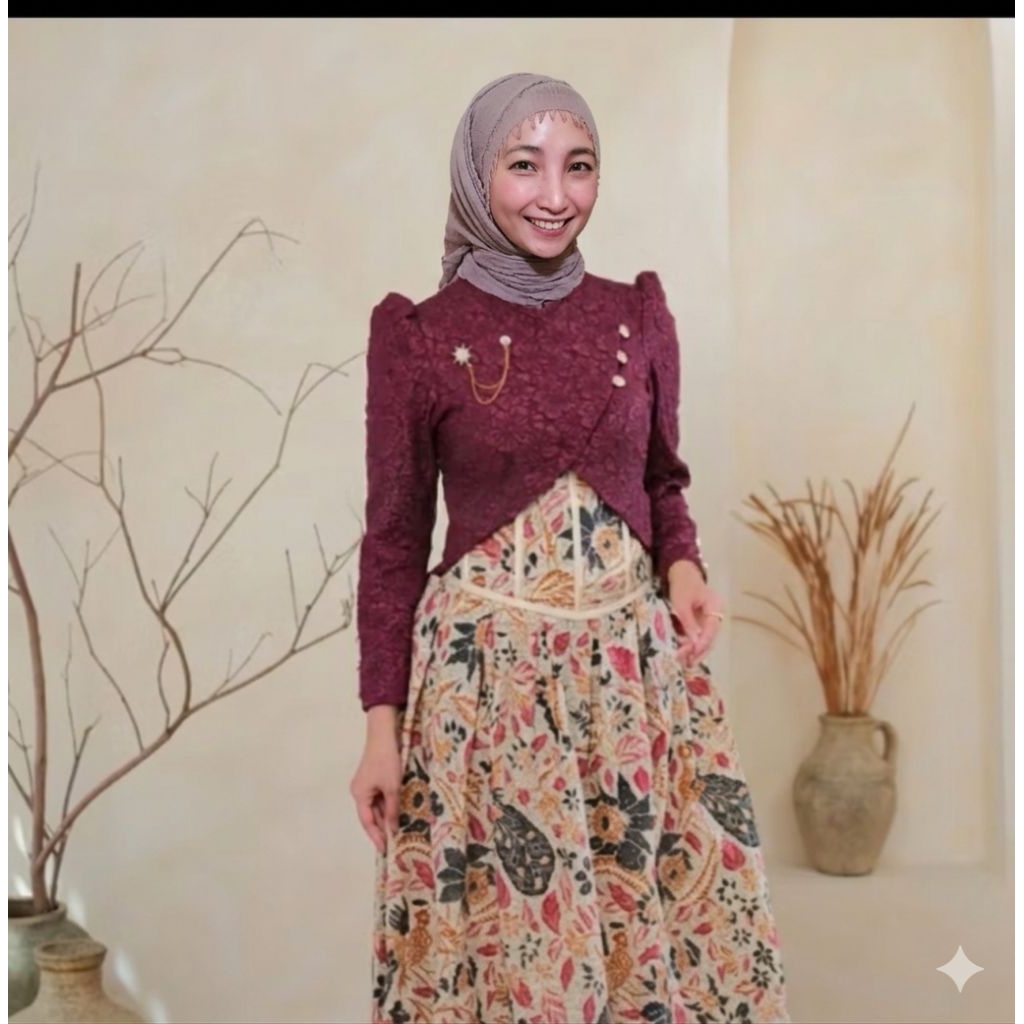 SAILA Kebaya Janggan Crop top Kancing aktif Korset Kebaya Wisuda
