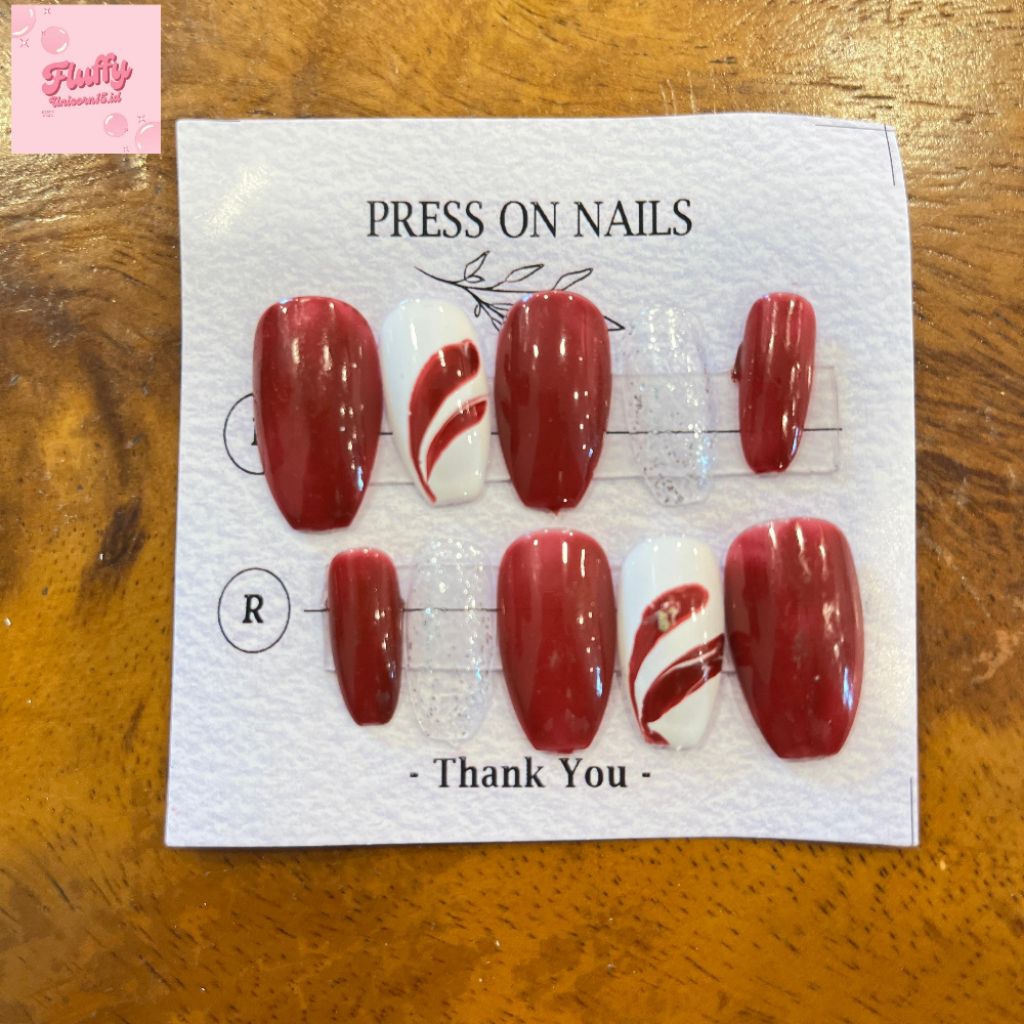 Fake nails varian Short Almond #2/ kuku palsu + lem / kuku palsu nail art + lem /  fake nail manicur