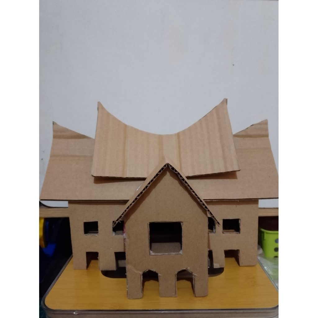 Ready Siap Kirim Prakarya Rumah Gadang dari Kardus - Prakarya Rumah Adat "Rumah Gadang" - Miniatur R