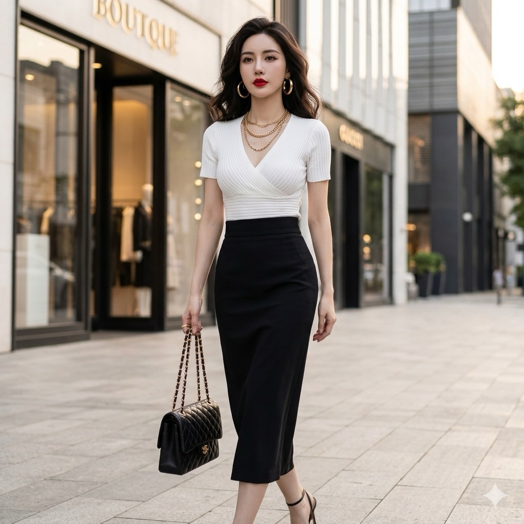 Atasan Knit Putih | Blouse Lengan Pendek Rajut Vneck | White Knit Top | Wrap Top