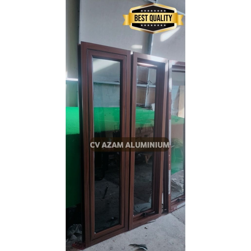 KUSEN JENDELA Alumunium motif serat kayu Uk L40xT150 bisa costum ukuran gratis packing kayu