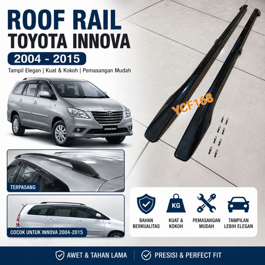 Roof Rail / Kaki Rack Atas Mobil Toyota  Innova inova Old / Lama /New /Grand 2004 Sampai 2015 Warna 