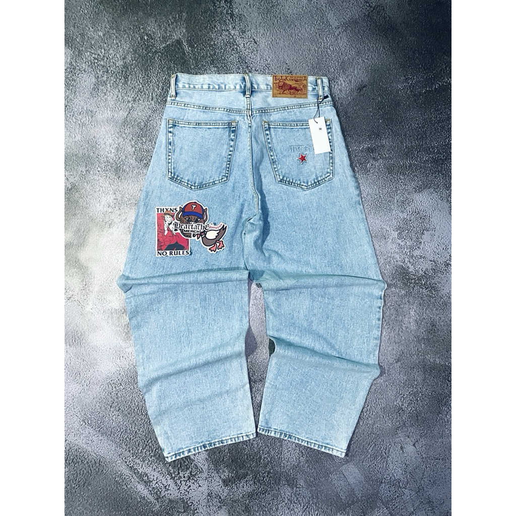 DENIM PANT GINNA RED STAR LIGHT BLUE ORIGINAL